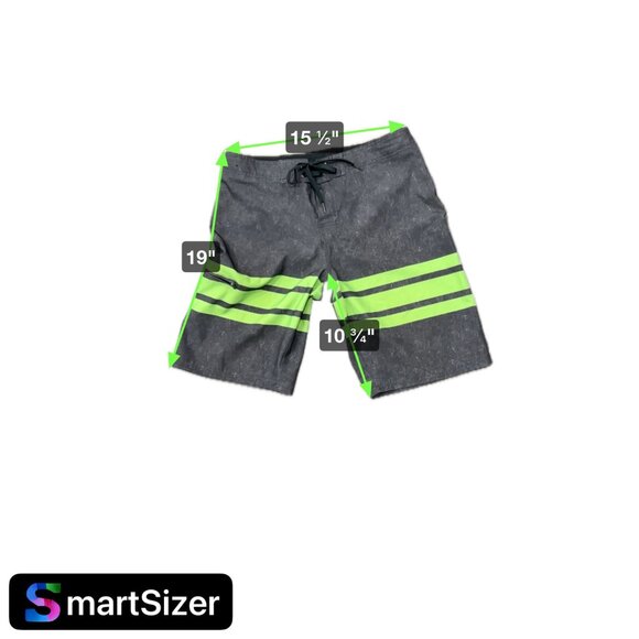 Hang Ten Mens Board Shorts Size Black Green Swimsuit Sz 32 - Picture 7 of 7